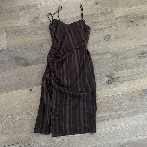 Camila Coelho Dresses & Skirts - Camila Coelho Women's Stripe Ruched Spaghetti Strap Bodycon Dress Size Small